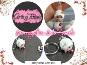 Borreguito de la suerte hecho a mano en arcilla polimérica