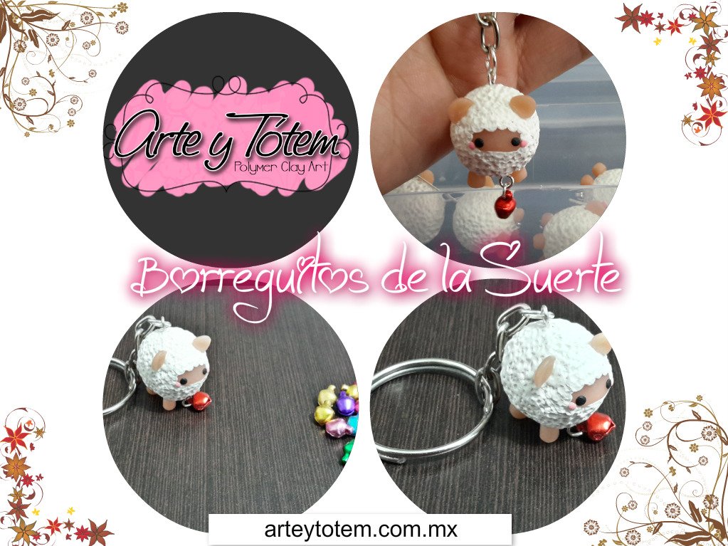 Borreguito de la suerte hecho a mano en arcilla polimérica